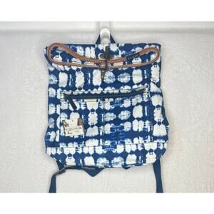 NWT STATE Blue Tie Dye Leather Rolltop Toggle Backpack Anthropologie Boho Hippie